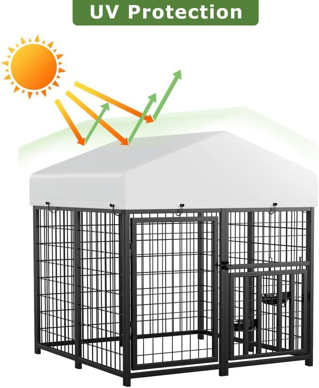 ROOMTEC Large Dog Kennel Outdoor Pet Pens Dogs Run (4'L x 4'W x 4.25'H)