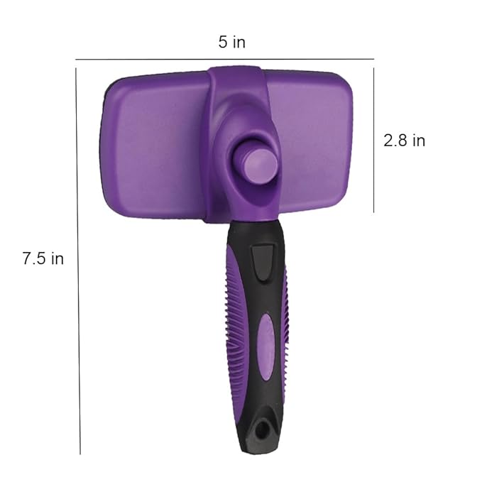 Self Cleaning Slicker Brush for Dogs Cats Brush for Shedding Grooming Brushes for Long Short Haired Pets (Purple)