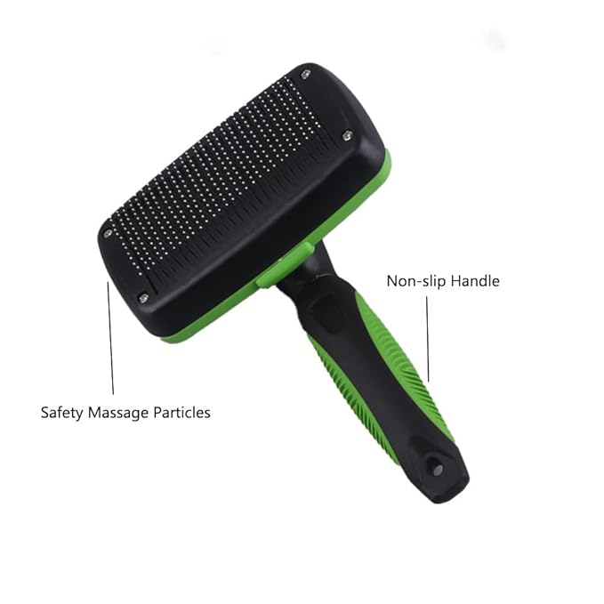 Self Cleaning Slicker Brush for Dogs Cats Brush for Shedding Grooming Brushes for Long Short Haired Pets (Green)