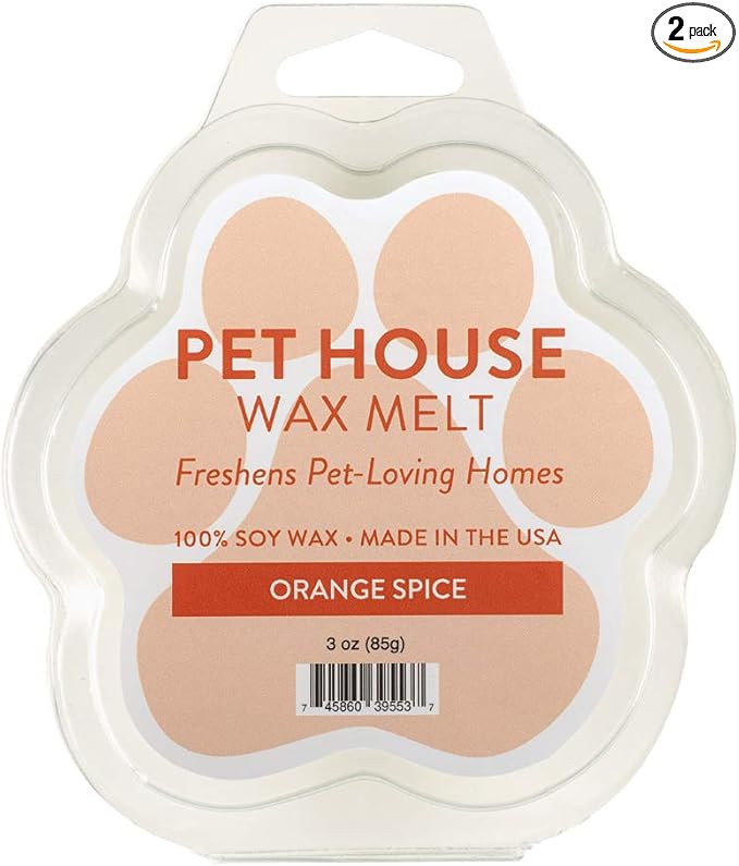 One Fur All Pet House Wax Melts - Orange Spice, Pack of 2 - Long-Lasting Scented, Natural Wax Melts for Pet Odor Elimination