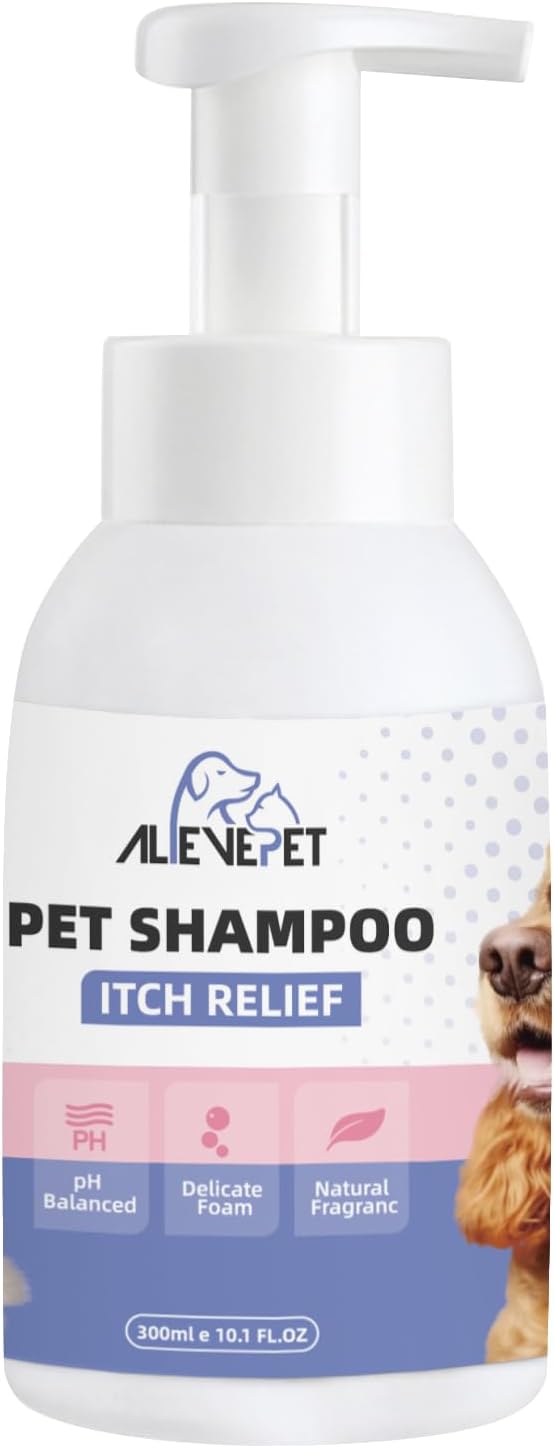 Itch Relief Dog Shampoo - Natural and Gentle Cleanser for Sensitive Skin Cats Available - Pamper Your Pet with Soothing Care - 300ml(10.1 FL.OZ)