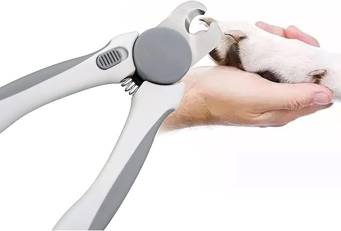 Pet Nail Clipper - Pet Grooming Tool for Nail Clipping and Trimming - Suitable for Dogs and Cats, Equipped with a Safety Guard and Razor Sharp Blade for Precision - plus a Bonus Free Nail File (Gray)