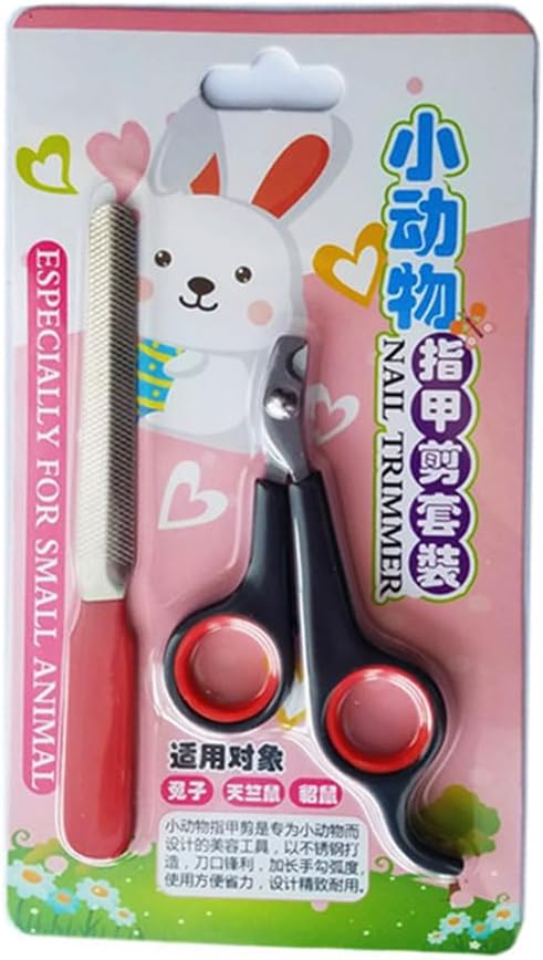 HAICHEN TEC Rabbit Nail Clippers and Trimmers Stainless Steel Pet Claw Grinding Scissors for Small Breeds Cats Guinea Pig Puppy Ferret Hamsters Chinchilla Sugar Glider Grooming Tool Set (Black)