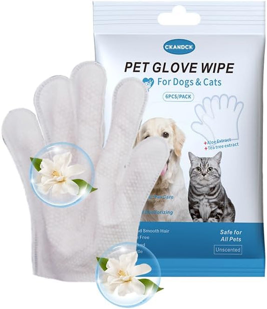 Pet Wipes for Dogs & Cats, Nourish Fur Glove Wipes for Daily Care and Traveling,Extra Thick Cleaning Deodorizing Grooming Gloves,Rinse Free, Unscented (2)
