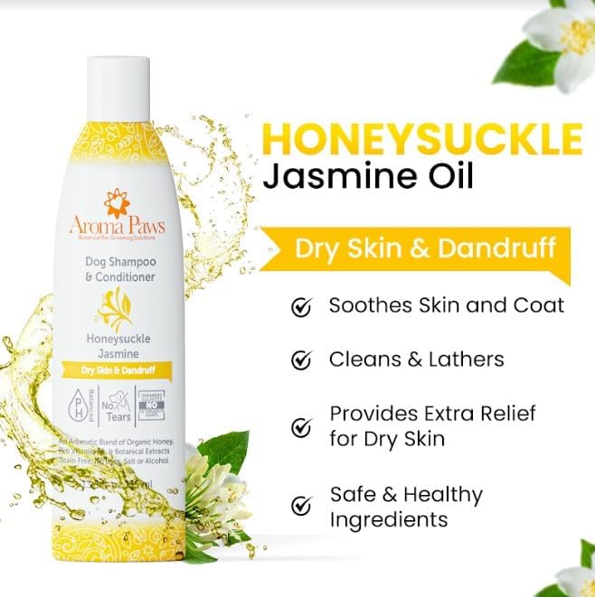 Dog Shampoo – Cleansing Wash, Conditioning, Moisturizing – Toxin Free, Healthy Ingredients – Aromatic Grooming Puppy Shampoo – Tearless Cleaner, Honeysuckle Jasmine