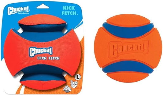 Chuckit! Kick Fetch Ball Dog Toy, Large (8 Inch) & Ultra Ball Dog Toy, Large (3.0 Inch Diameter) Pack of 1, for breeds 60-100 lbs