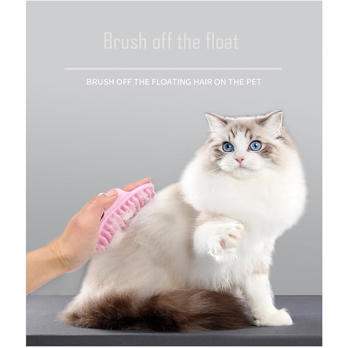 Pet Grooming Brush Set, 2 PCS, Rubber Massage Comb with Adjustable Handle for Dogs and Cats (Pink+Orange)