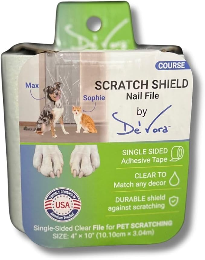 Transparent Scratch Shield Claw File Protention Tape for Furniture, Windows, Floors & Walls- Anti Scratch Furniture Protector and File -10 feet Self-Adhesive Tape for Cats & Dogs (Coarse)