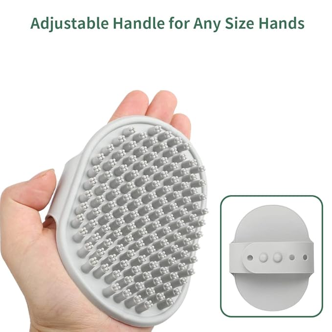 Upgraded Dog Grooming Brush, Pet Shampoo Bath Brushes with Adjustable Handle for Massage Shedding Long Short Haired Large Medium Small Dogs Puppy Cats (Grey 1PC)