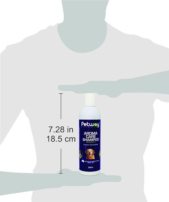 Petcare Dog Shampoo, Aroma Care Pet Hair Shampoo with Lavender, Chamomile & Vitamin E for Natural Coat & Skin Conditioning, Safe for Small Pets, Free of Phosphates, Parabens & Enzymes, 250ml
