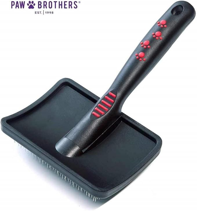Paw Brothers Soft Pin Curved Slicker Brush for Dogs, Coated Tips, Maximum Coverage, Gentle on Skin, Small