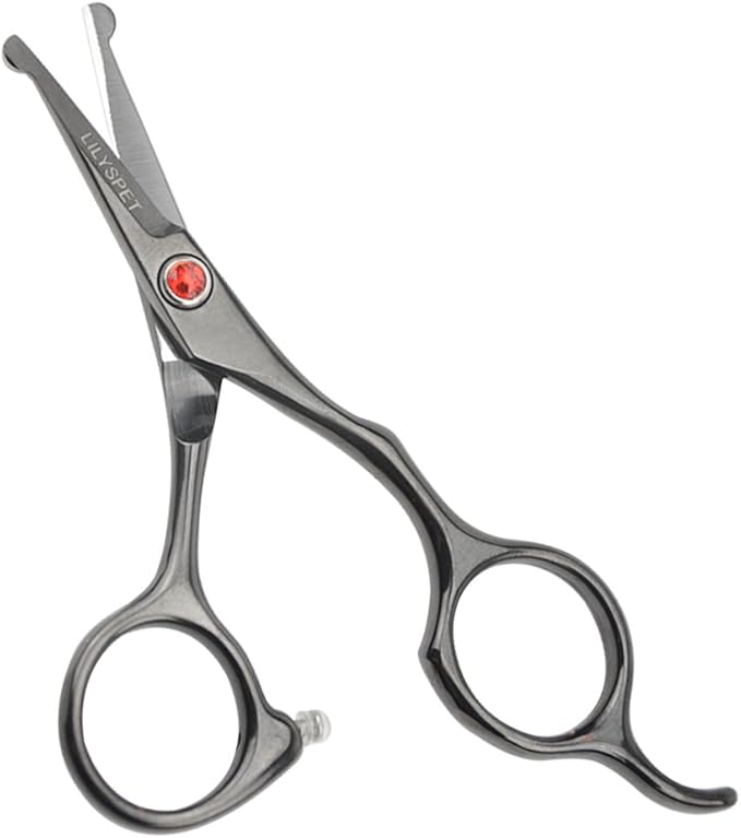 LILYS PET 5.0" Right-Handed Round-Tip Pet Grooming Scissors, Stainless Steel Small Ball Tip for Nose, Ear, Face, Paw Hair for Dogs and Cats