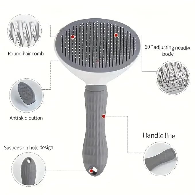 Pet Hair Removal Comb, One-click Undercoat Hair Removal Slicker Brush For Dog And Cat Grooming Tool, Blue