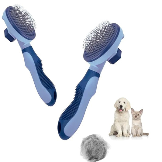 Dog & Cat Brush - Pet Grooming & Shedding Tool for Long & Short Hair - Deshedding Comb for Loose Fur - Professional Hair Remover for Pets (Blue)