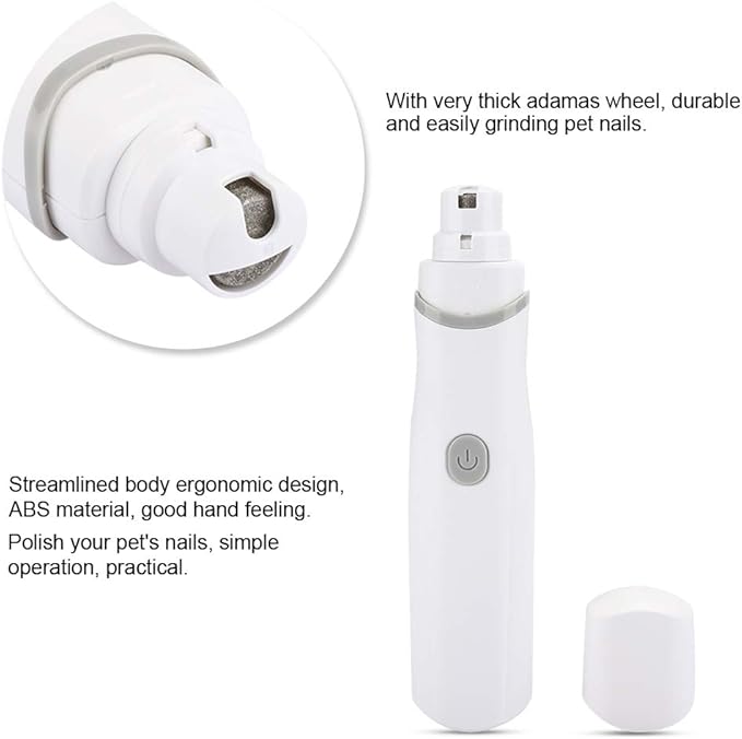 Zerodis Pet Claws Nail Grinder, Electric Battery Operated Pet Nail Trimmer Clippers Portable Dog Grooming Grinding Tool for Pet Dogs Cats (Grey)