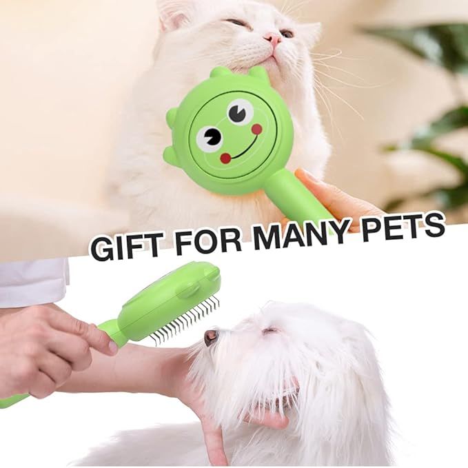 Dog Brush for Short or Long Haired Dogs, Frog Shape Dog Brush with Release Button, Dog Hair Brush Dog Grooming Deshedding Brush for Dog Kitten Rabbit Massage Removes Loose Fur