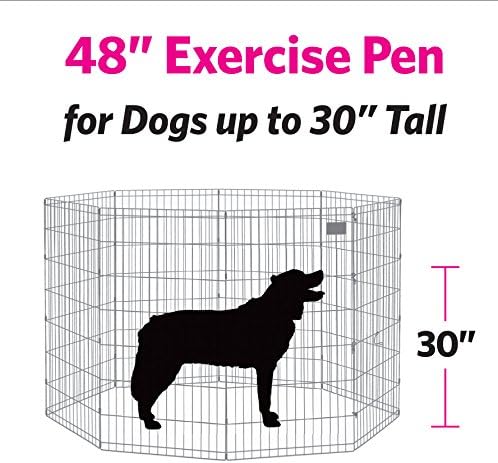 New World Dog Exercise Pen & Playpen, 24" W x 48" H, No Door, Black