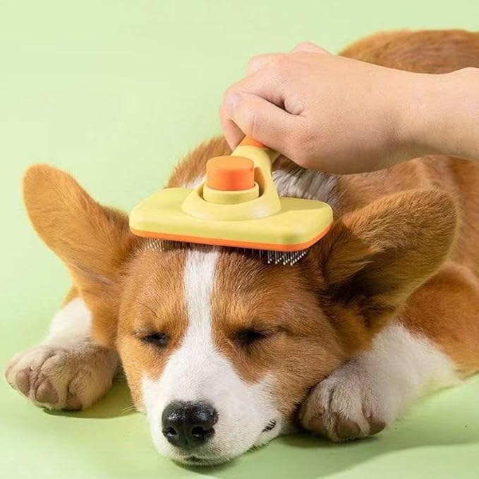 Self-Cleaning Pet Grooming Brush for Dogs & Cats (Green)