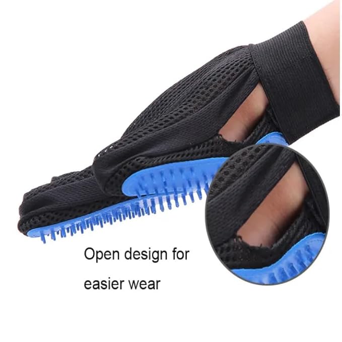 | Pet Grooming | Gentle | Efficient Hair Fur Removal | Bath | Pet Glove Brush (Black - Right Hand Only)