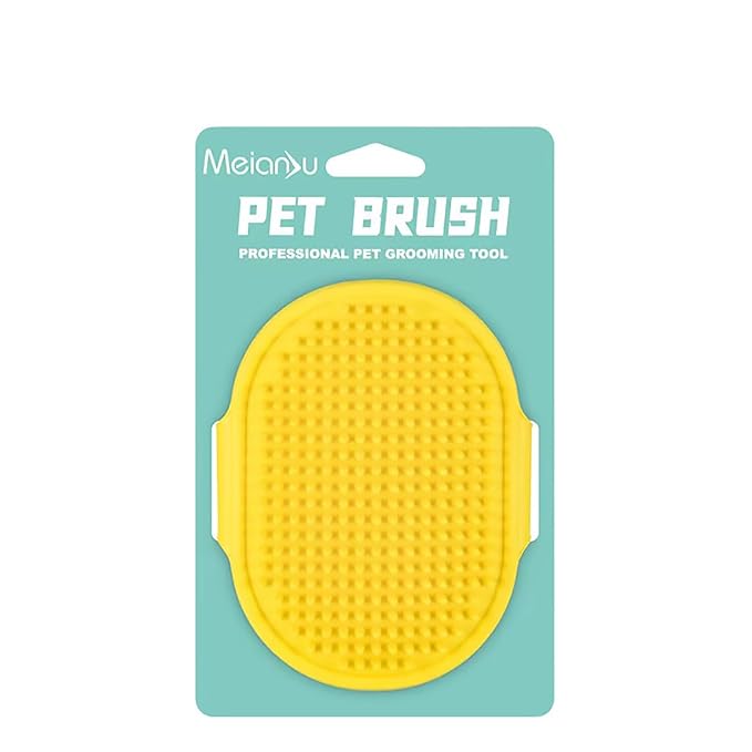 Dog Bath Brush. Dog Washing Brush.2 Sets Short Haired and Long Haired Dog and Cat Bath Brushes (yellow)