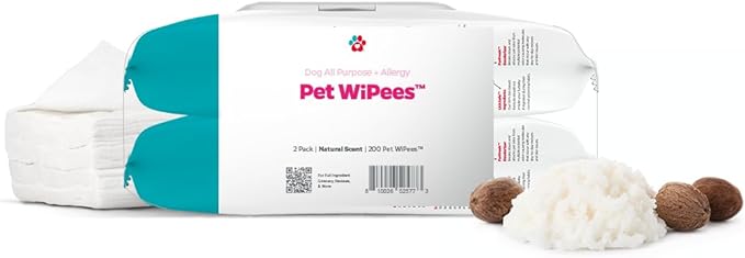 Pet Parents® Pet WiPees™ Dog All Purpose + Allergy Dog Wipes, Pet Wipes for Dogs, Puppy Wipes & Paw Wipes, Large Dog Wipes (100 Count (Pack of 2), Natural)
