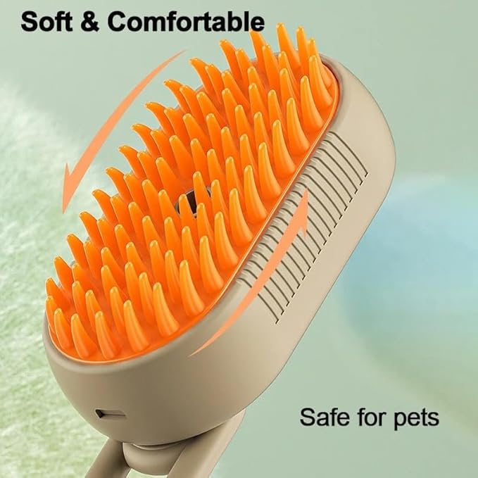 Pet Grooming Steam Brush for Dogs and Cats, Rechargeable, Soft and Comfortable, Suitable for Long/Short Hair (Rose Gold)