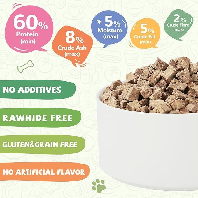 Freeze Dried Chicken Liver Pet Treats, High Protein Freeze-Dried Pet Food for Dogs, Cats, Fresh Ingredient Snacks, 2.1 oz, Rawhide Free&Grain Free