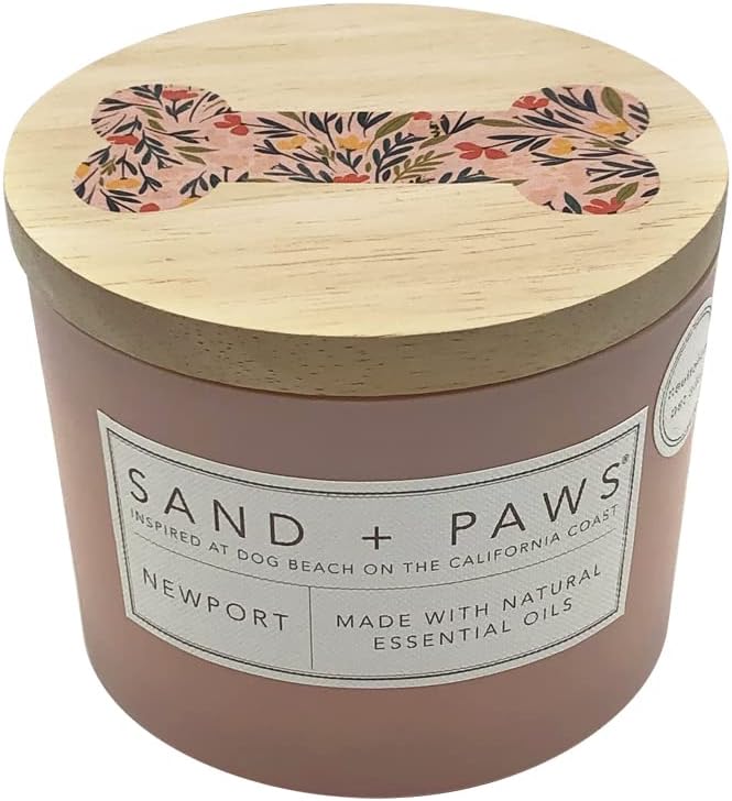 Sand + Paws Scented Candle - Newport - Additional Scents and Sizes –Luxurious Air Freshening Jar Candles Neutralize pet Odors and Enhance Home décor – 100% Cotton Lead-Free Wicks - 12 oz