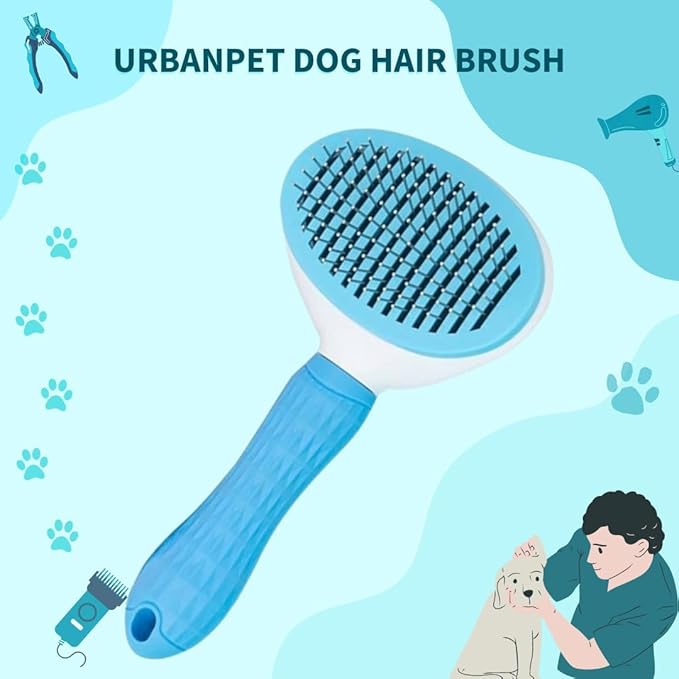Self Cleaning Slicker Brush, Pet Grooming Shedding Brush for Dogs and Cats - Easy to Remove Loose Undercoat, Pet Massaging Tool Suitable for Pets with Long or Short Hair Color May Vary