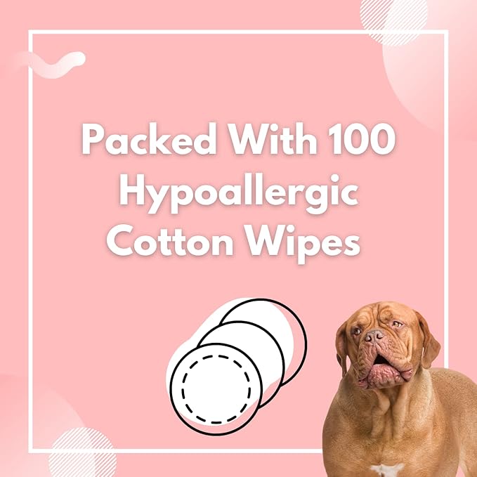 Wrinkle Wipes for Dogs | Bulldog, French Bulldog, Pug, English Bulldog | Cleans & Soothes Wrinkles, Folds, Tear Stain, Tail Pockets & Paws, Anti-Itch | 100 Soft Cotton Pads…