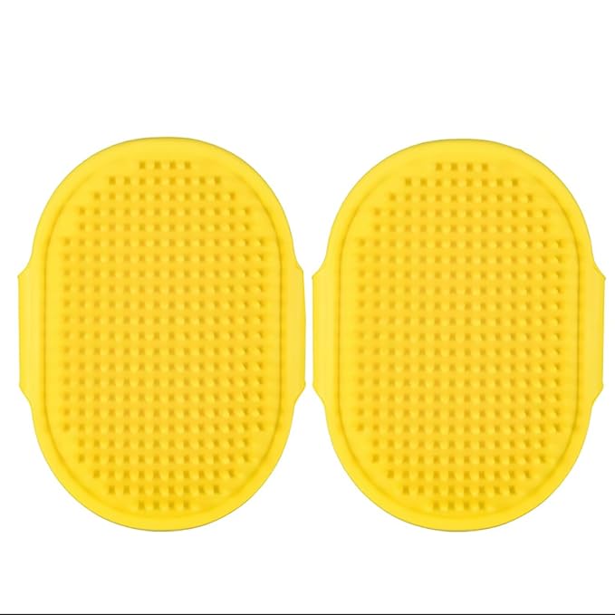 Dog Bath Brush. Dog Washing Brush.2 Sets Short Haired and Long Haired Dog and Cat Bath Brushes (yellow)