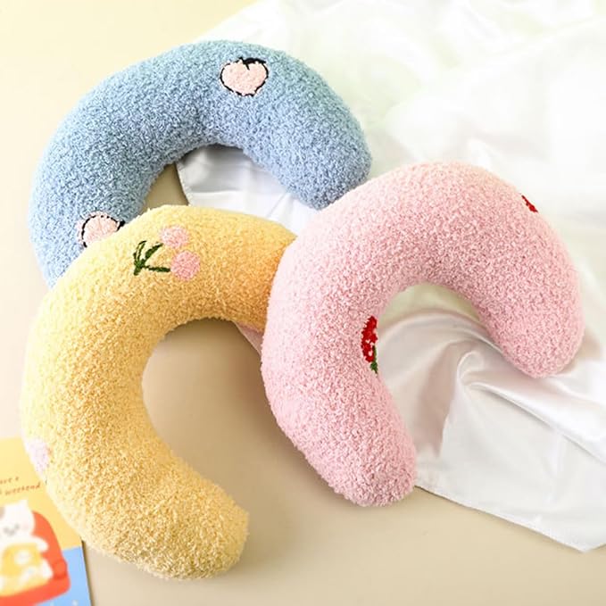 Pet Small Pillows for Small Dogs Cat U-Shaped Puppy Neck Pillow for Indoor Improve Relief Sleeping Machine Washable (Yellow)