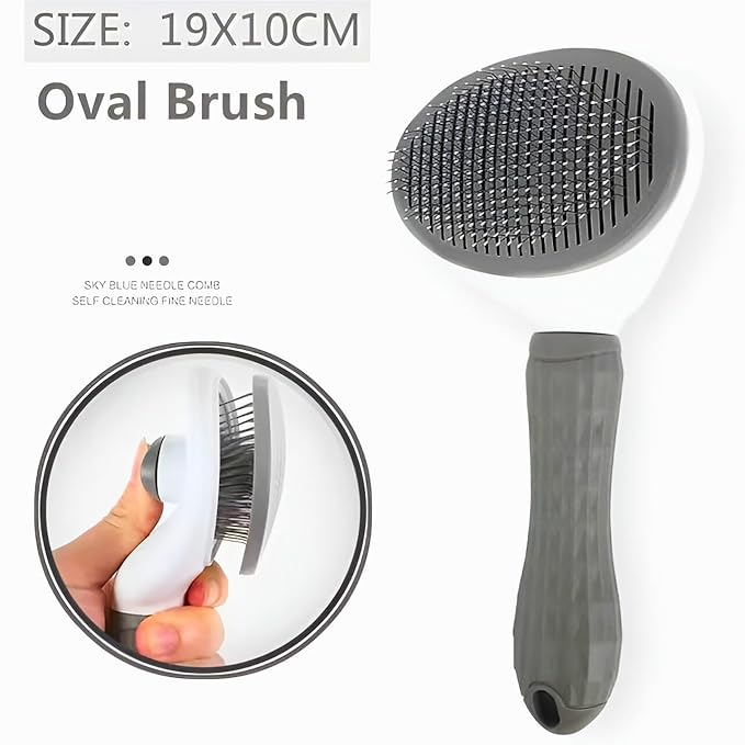 FurGlam Pet Grooming & Massaging Brush for Dogs and Cats, Slicker Bristles for De-Shedding, Detangling, and Coat Grooming, Medium, Grey/white