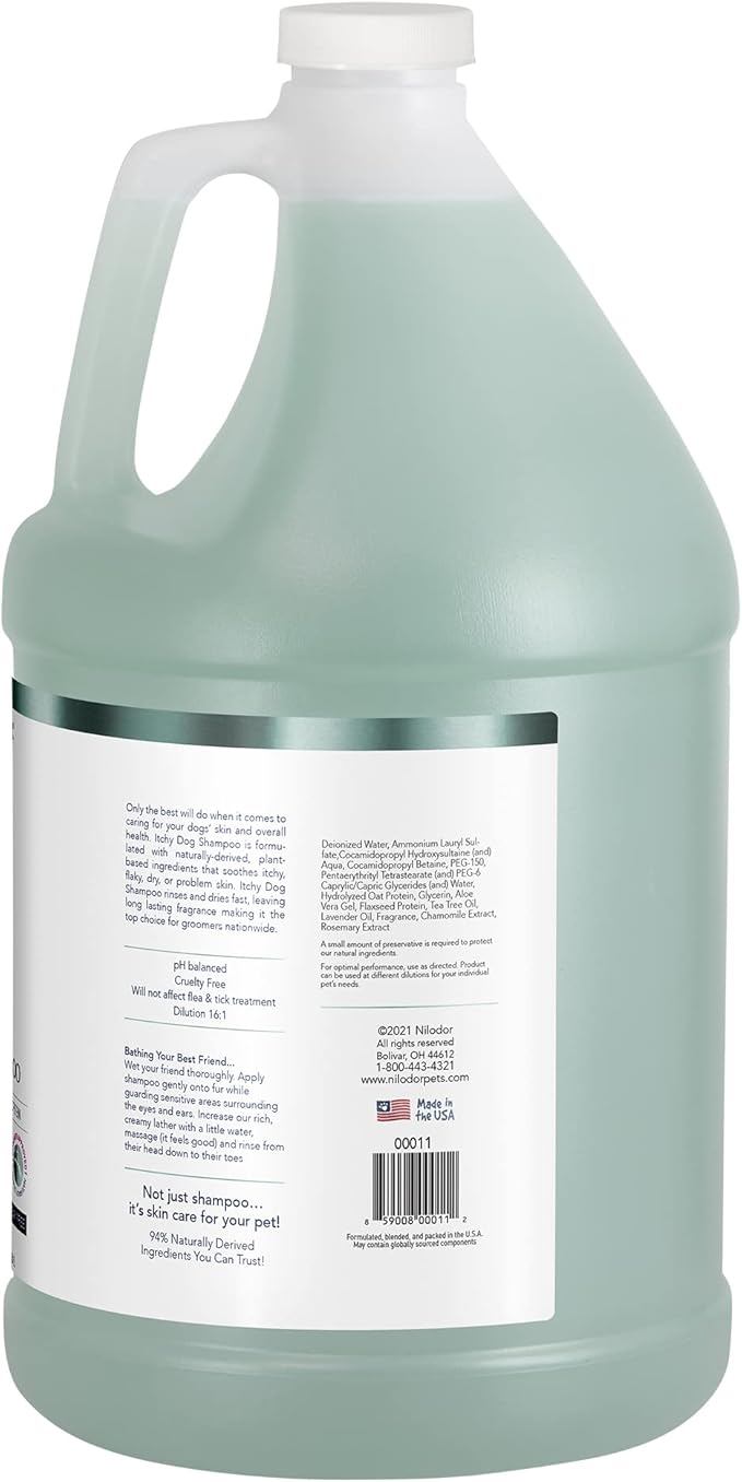 Bobbi Panter Itchy Dog Shampoo for Soothing Skin Relief, Naturally Derived Ingredients, Tear-Free, Salt-Free, Paraben-Free, pH-Balanced, 20:1 Concentrated Formula, Green Apple Scent, 13 Oz.