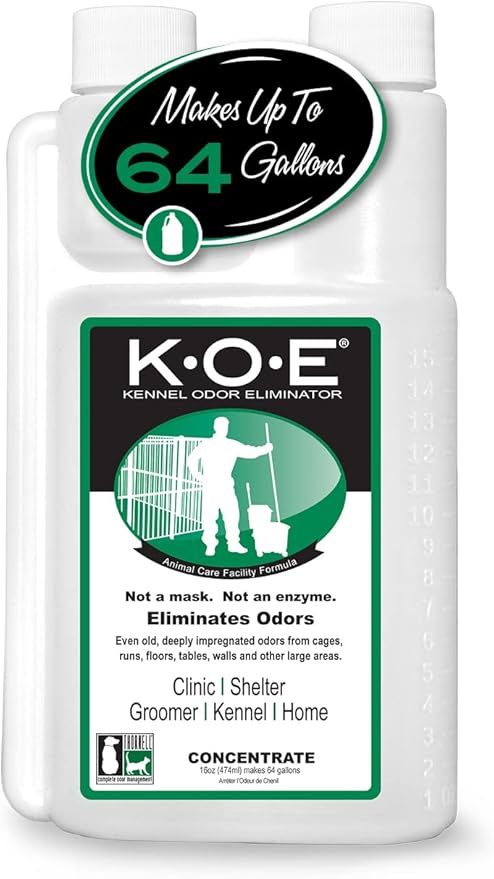 Odorcide, Thornell KOE Kennel Odor Eliminator Concentrate, Great for Cages, Runs, Floors & More, Pet Odor Eliminator for Home & Kennel w/Safe, Non-Enzymatic Formula, 16 oz, White – Not A Spray Bottle