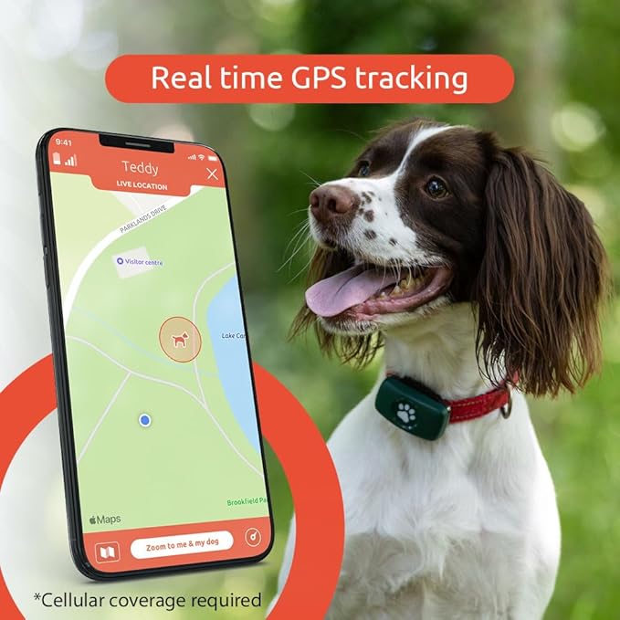Dog GPS Tracker - No Subscription Fees - Suitable for All Dogs and Fits All Collars - Smart Activity Tracker, Satellite Tracking with Unlimited Range - 100% Waterproof Pet Tracker (Black)