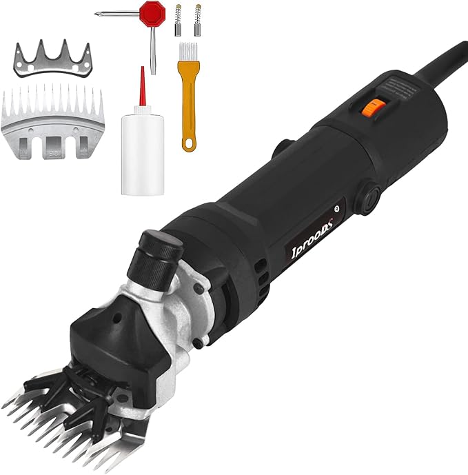 Sheep Shears, 750W Professional Electric Sheep Clippers with 6 Speed, Farm Livestock Clippers Kit Suitable for Thick Coat Animals (Comes with Spare Blades)