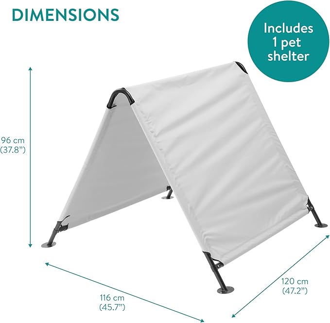 Navaris Triangle Dog Shade Shelter - UV Protected & Waterproof Outdoor Canopy for Pets - Sturdy Pop Up Tent with Cooling White Fabric - Ideal Sun Shelter for Dogs or Cats