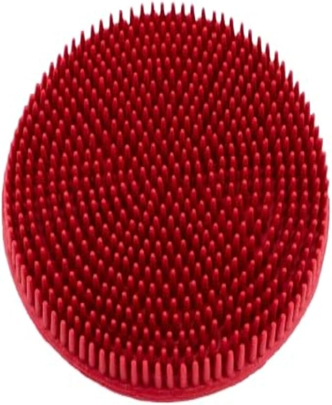 Soft Rubber Curry Brush Dogs, Small Short Hair Dogs and Cats, Dog Bath Brush, Reduce Shedding, Gentle Bristles for Grooming, Massage and Stimulates Hair, Remove Loose Fur, Red, 2.8 Inch