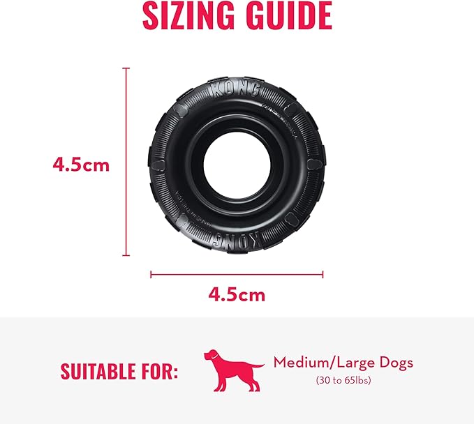 KONG Extreme Tires - KONG's Most Durable Natural Rubber Chew & Fetch Toy - Treat Dispenser Dog Tire Toy - Pet Supplies for Outdoor & Indoor Play - For Medium/Large Dogs