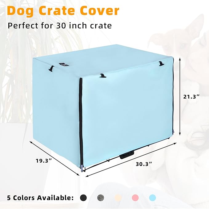X-ZONE PET Double Door Dog Crate Cover - Polyester Pet Kennel Cover Fits 30 inches Wire Dog Cage Blue