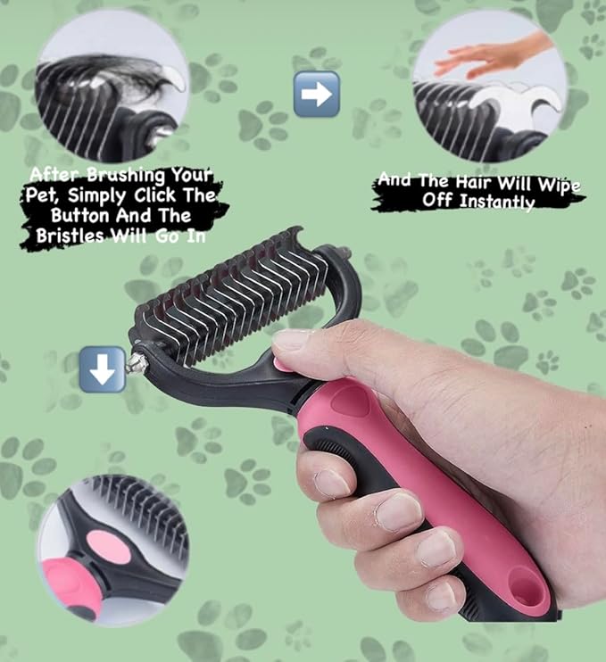 pet grooming brush (pink)