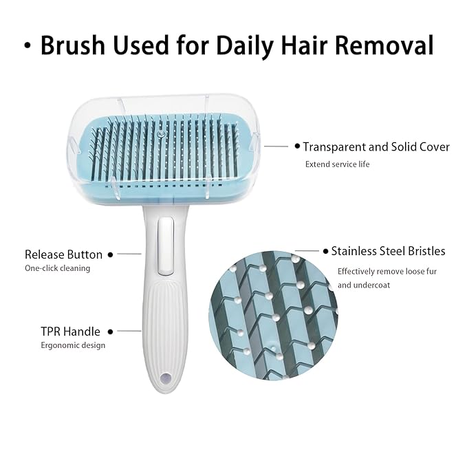 Deshedder Brush for Dogs Short Long Hair with Self Cleaning to Easy Shedding,Suitable for Cats Bunnies,Blue