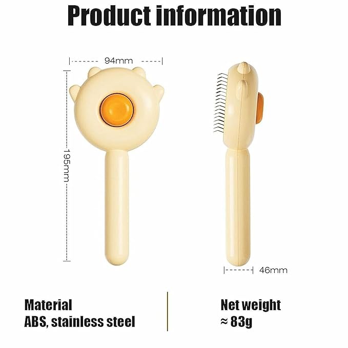 2Pcs Magic Pet Grooming Brush with Release Button for Shedding, Self Cleaning Slicker Comb for Long or Short Hair Cats and Dogs