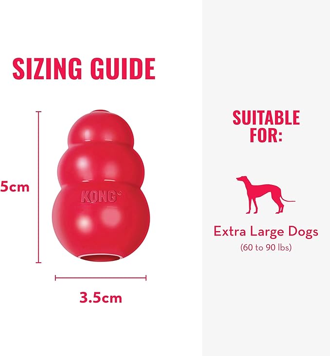 KONG Classic Stuffable Dog Toy - Fetch & Chew Toy for Dogs - Treat-Filling Capabilities & Erratic Bounce for Extended Play Time - Durable Natural Rubber Material - for Extra Large Dogs