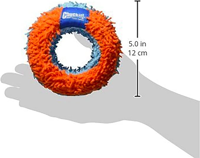 Chuckit! Indoor Fetch Roller Dog Toy - Soft Pet Toy for Dogs - Made with Durable, Lightweight, Plush Chenille Fabric - Great Alternative to Balls - 7.5-inch Diameter - Orange and Blue