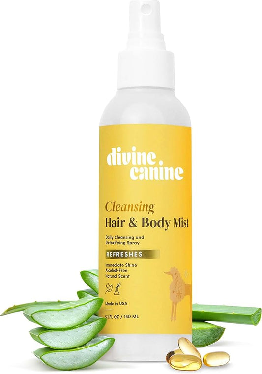 Cleansing Hair and Body Spray for Dogs - 5.1 Fl Oz of Dog Deodorizer, Long Lasting Formula - Everyday Body Spray with Aloe, Lemongrass Oil, and More - Made in The USA