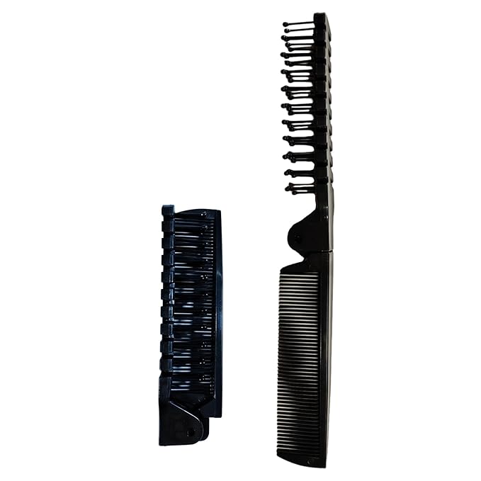 Foldable Dual-Head Puppy Brush Small Dogs Interchangeable Combs Soft Bristles Portable Grooming Tool Yorkie Shih Tzu Maltipoo (Black)