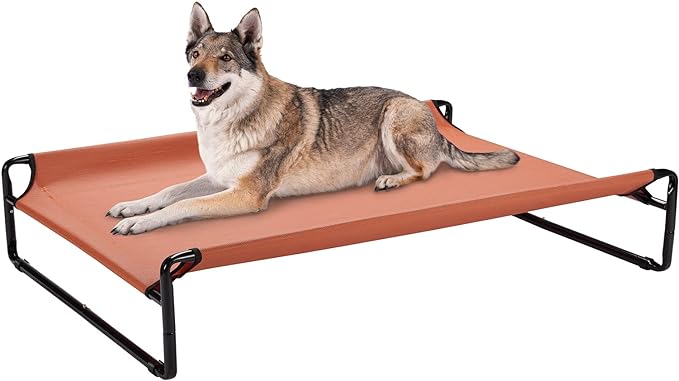 Veehoo Original Cooling Elevated Dog Bed, Outdoor Raised Dog Cots Bed for Large Dogs, Portable Standing Pet Bed with Washable Breathable Mesh, No-Slip Feet for Indoor Outdoor, X-Large, Red, CWC2201