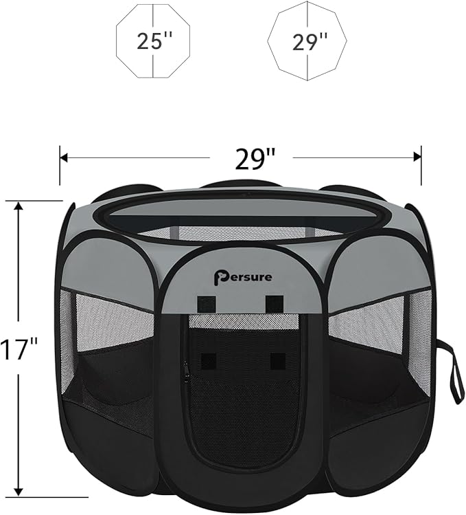 Dog Cat Playpen Indoor Outdoor for Puppy Pet Travel and Recovery After Surgery, Dogs Enclosure Tent Crates Cage Indoor/Outdoor, Portable Pop Up Dog Kennel with Carrying Case (Dark Grey, Small)